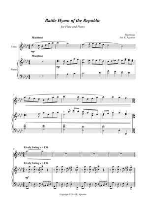 Battle Hymn of the Republic - a Jazz Arrangement - for Flute and Piano