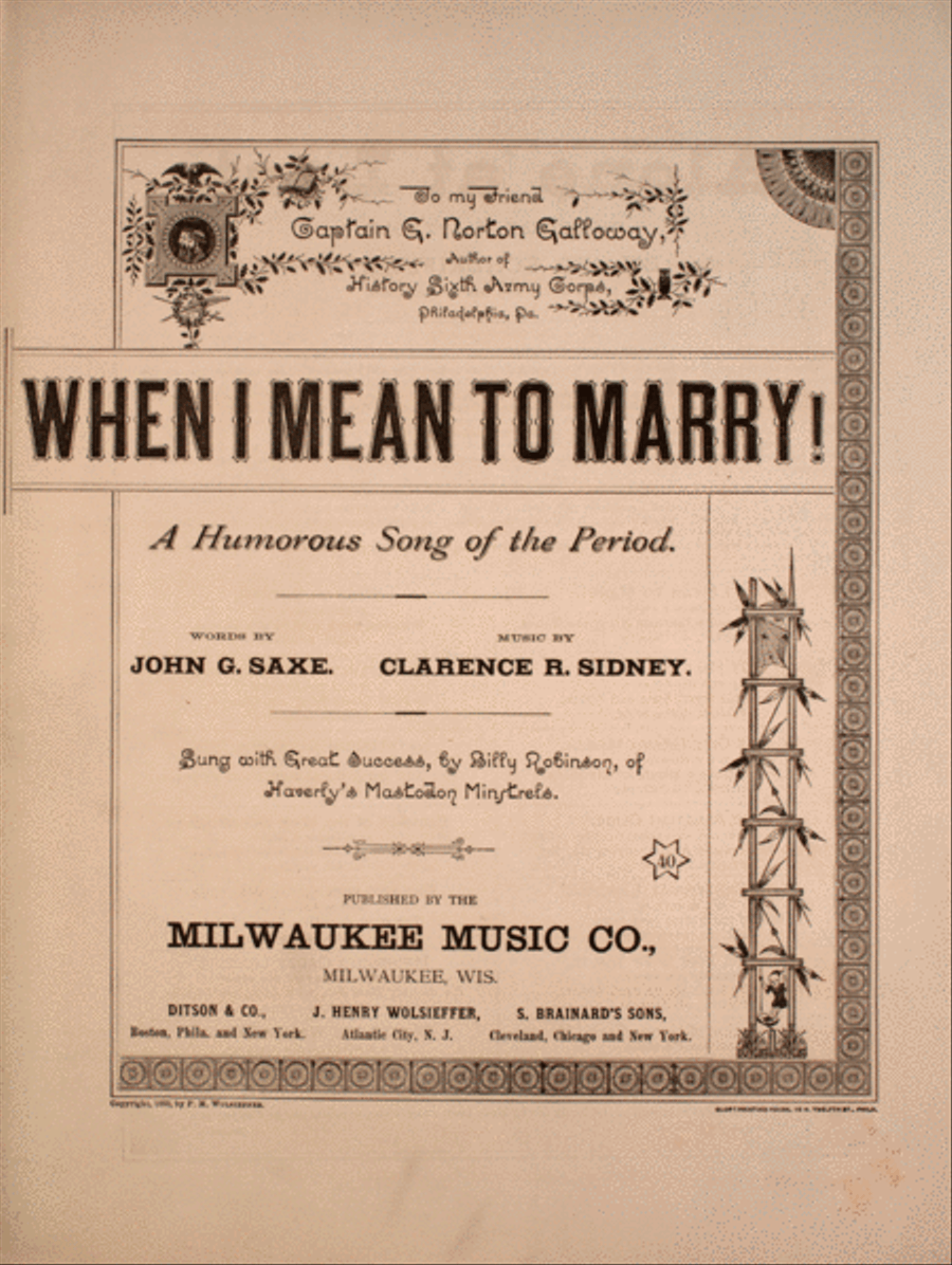 When I Mean to Marry! A Humorous Song of the Period Voice scores gallery preview page 1