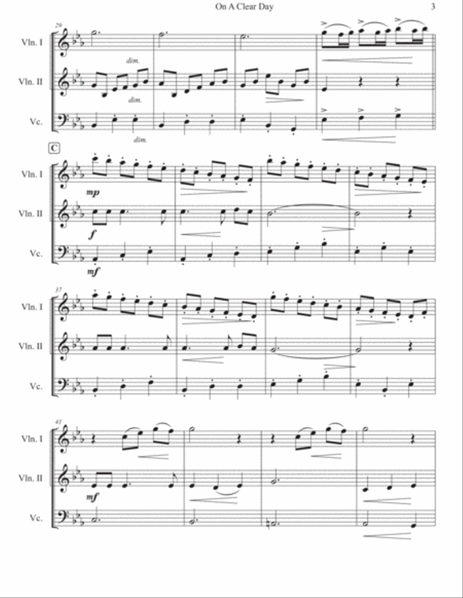 Kiki's Delivery Service (on A Clear Day) String Trio scores gallery preview page 4