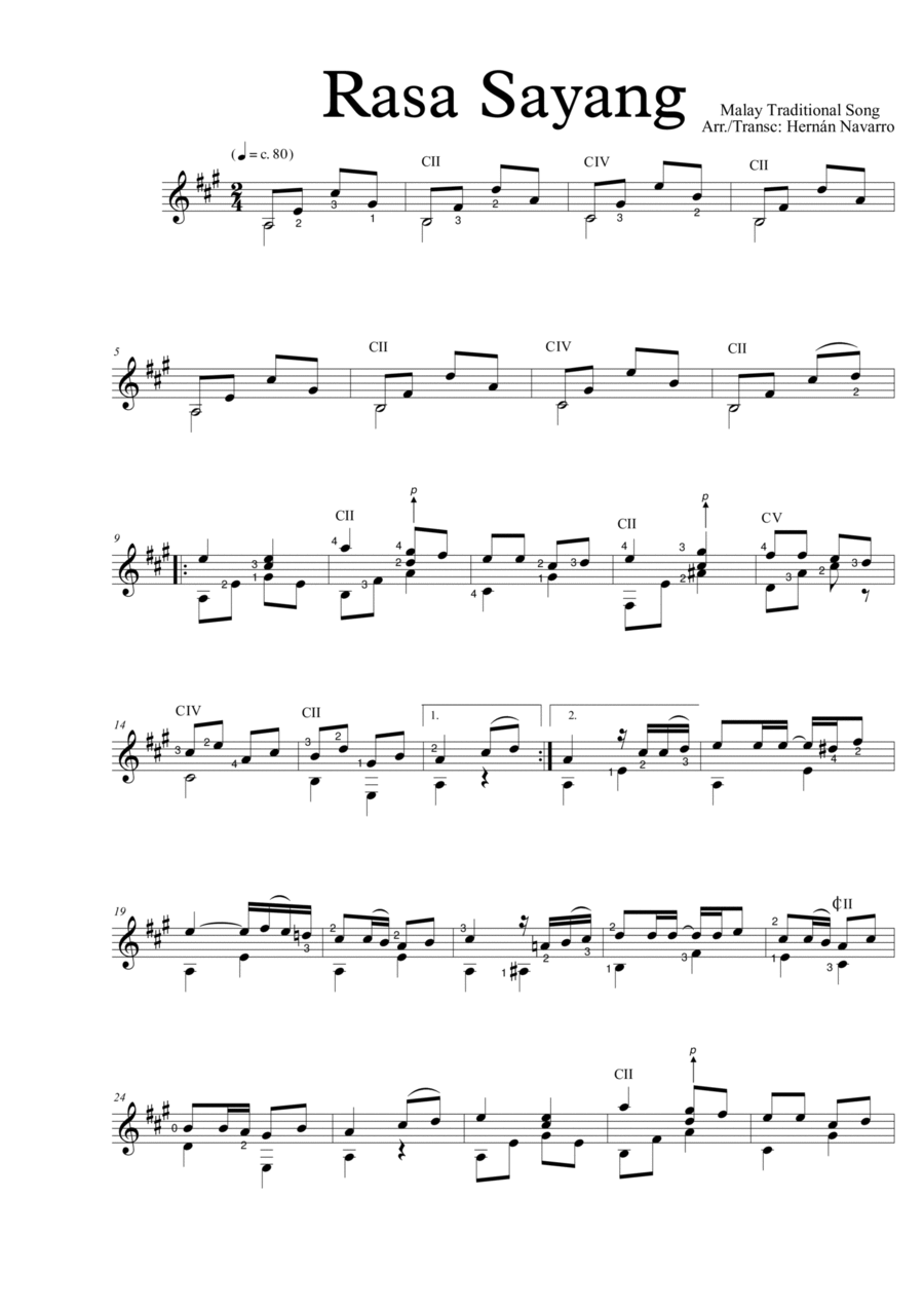 Rasa Sayang Acoustic Guitar scores gallery preview page 1