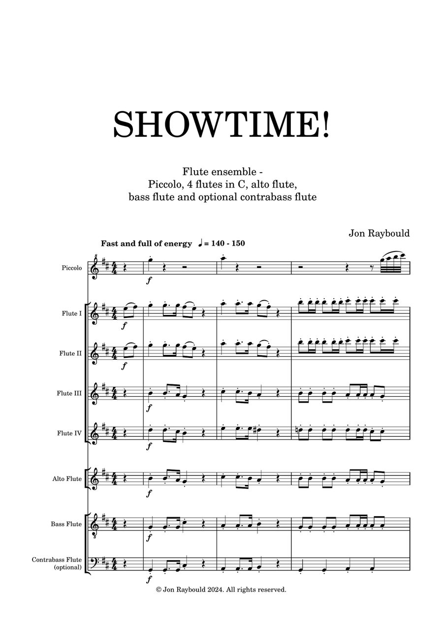 Showtime! (flute choir) Flute Choir scores gallery preview page 1