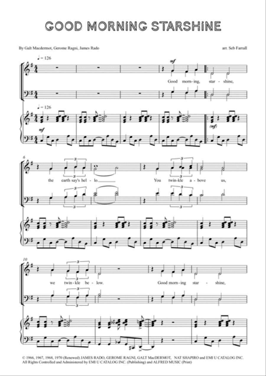 Good Morning Starshine Good Morning Starshine 4-Part scores gallery preview page 1