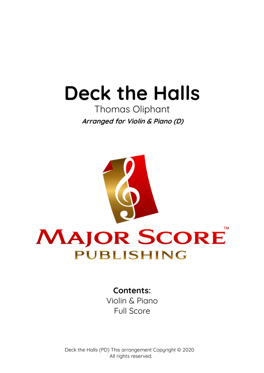 Deck the Halls sheet music | Violin & Piano (D) image number null