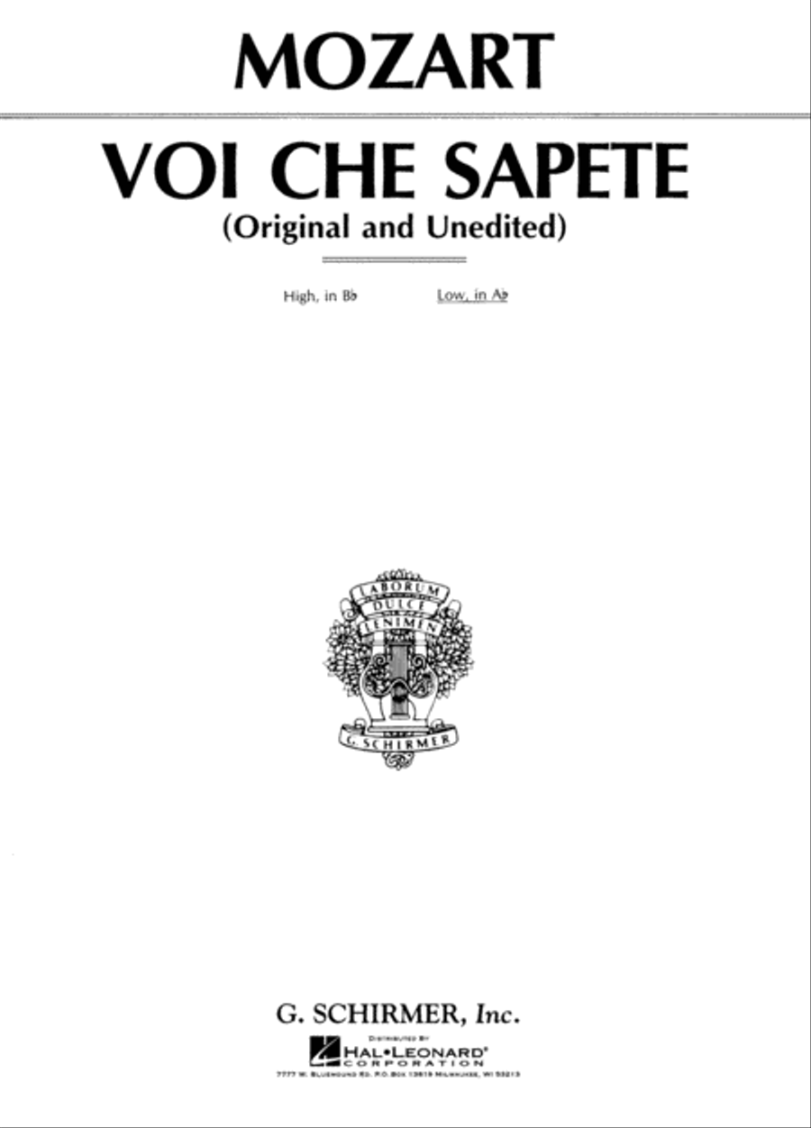 Voi che sapete (from Le Nozze di Figaro) by Wolfgang Amadeus Mozart Voice - Sheet Music