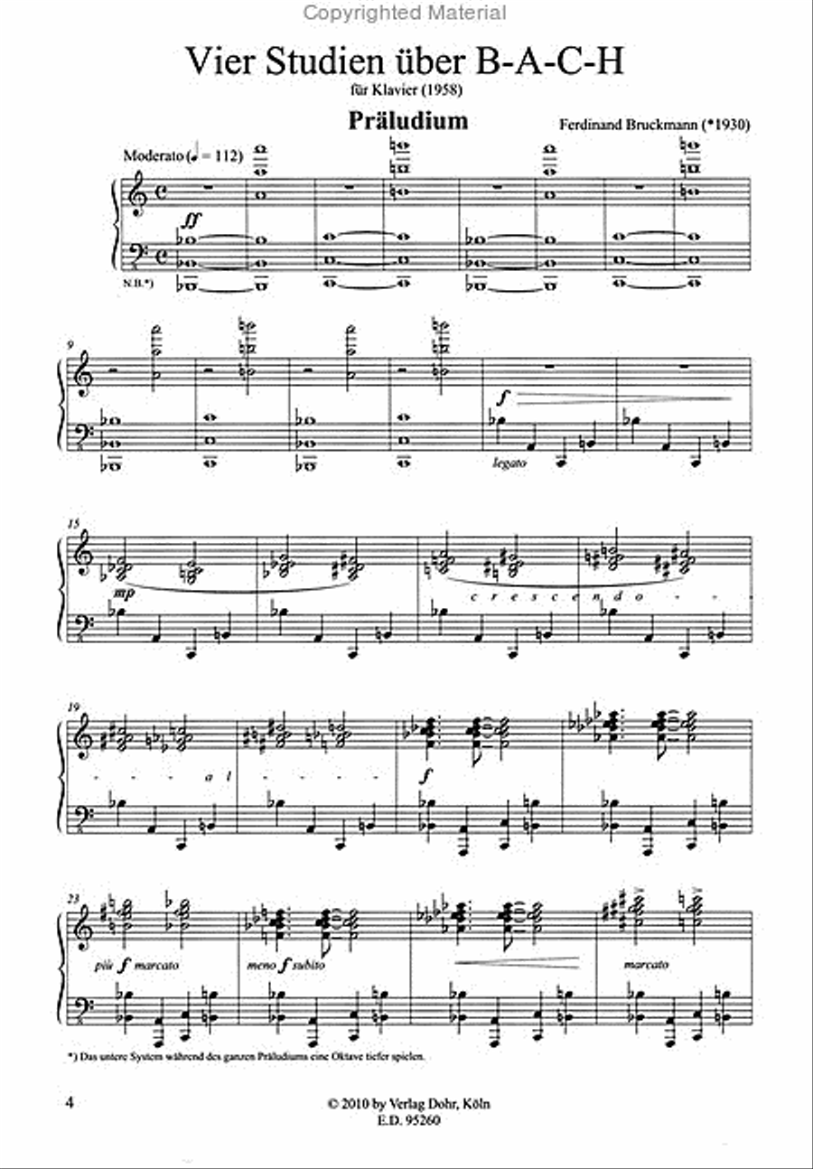 Vier Studien über B-A-C-H für Klavier (1958) Piano Method scores gallery preview page 2