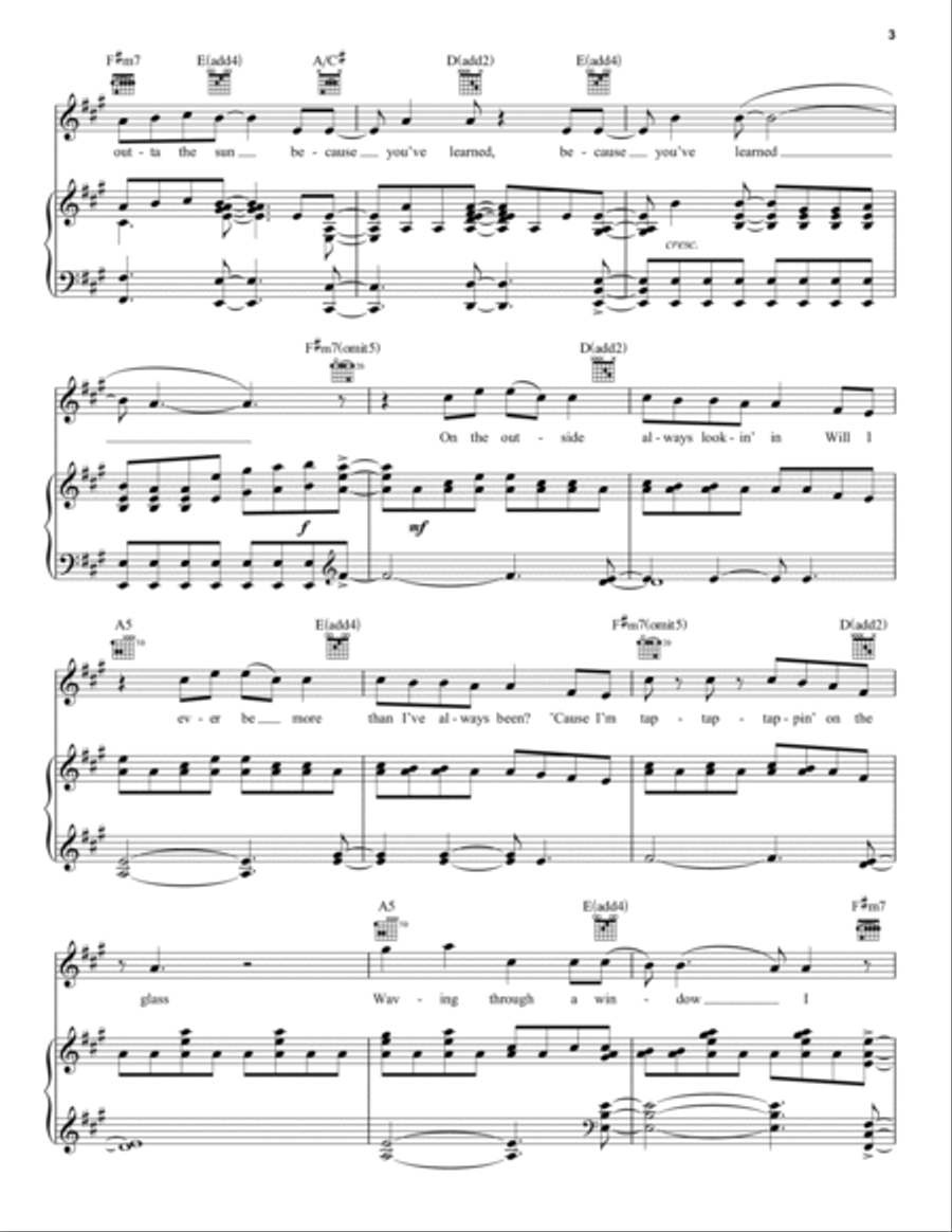 Waving Through A Window (from Dear Evan Hansen) Piano, Vocal, Guitar scores gallery preview page 3