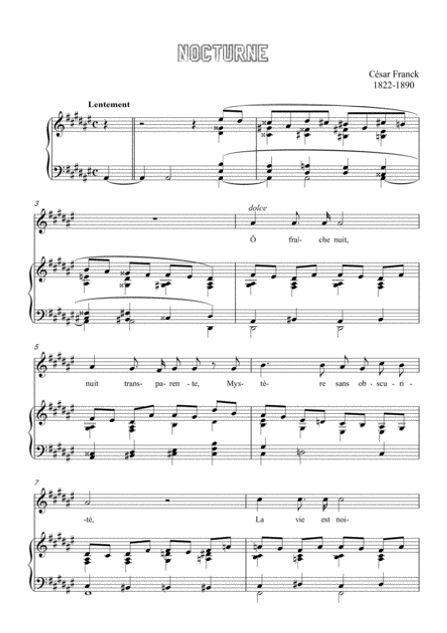 Franck-Nocturne in d sharp minor,for voice and piano Voice Solo scores gallery preview page 3