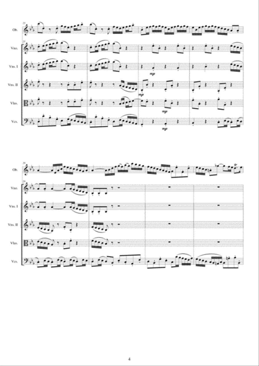 Bach - Double Concerto in C minor BWV1060R for Oboe, Violin and Strings String Orchestra scores gallery preview page 4