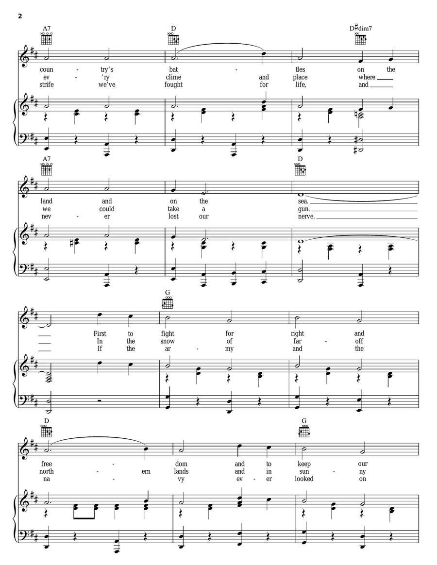 Marine's Hymn Piano, Vocal, Guitar scores gallery preview page 2