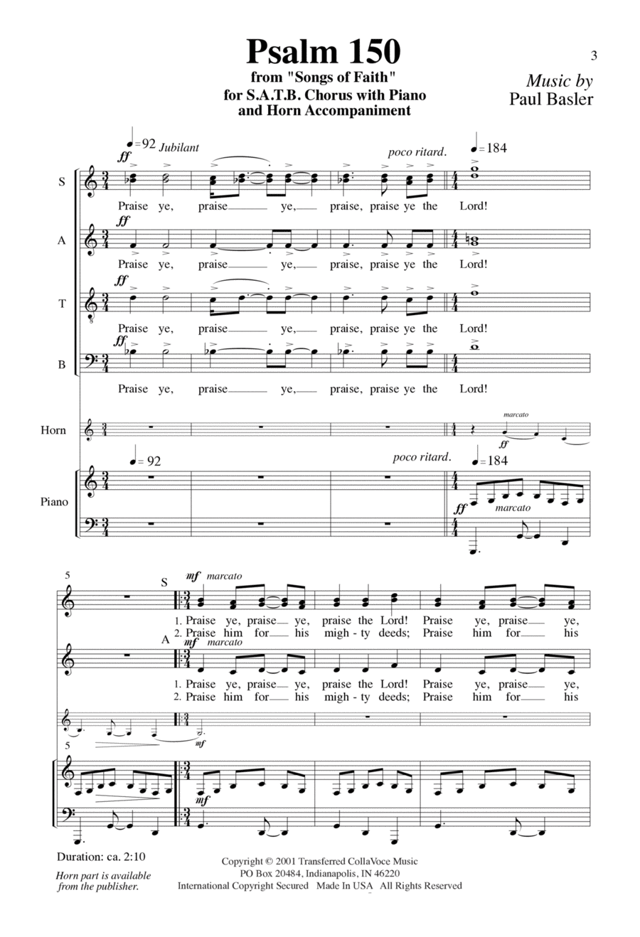 Psalm 150 4-Part scores gallery preview page 1