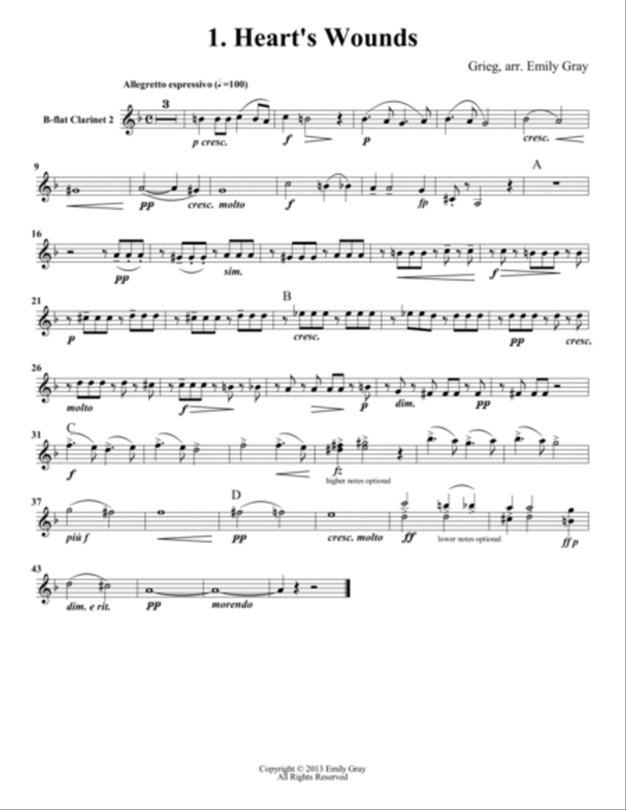 Two Elegiac Melodies for Clarinet Choir (Set of Parts) Clarinet Choir scores gallery preview page 5