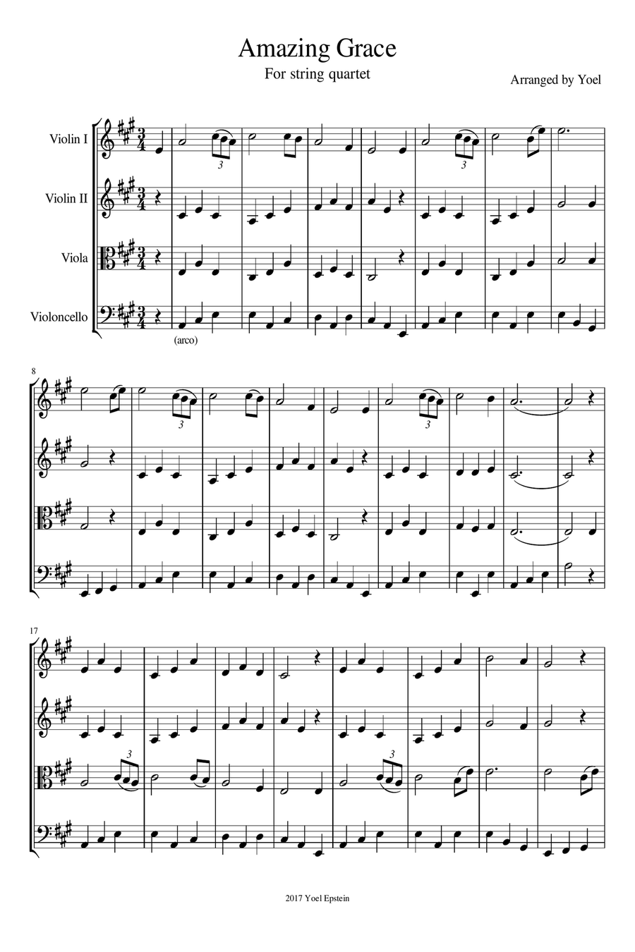 Amazing Grace for String Quartet String Quartet scores gallery preview page 4