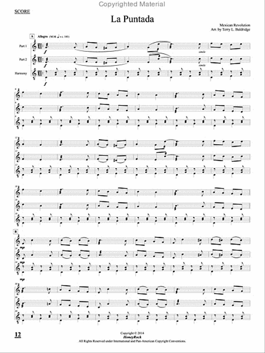 Songs of the Mexican Revolution: for 3 players on one marimba Marimba scores gallery preview page 6