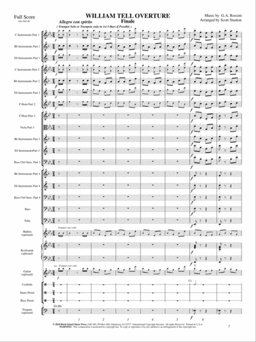 William Tell Overture (Finale) Concert Band scores gallery preview page 2