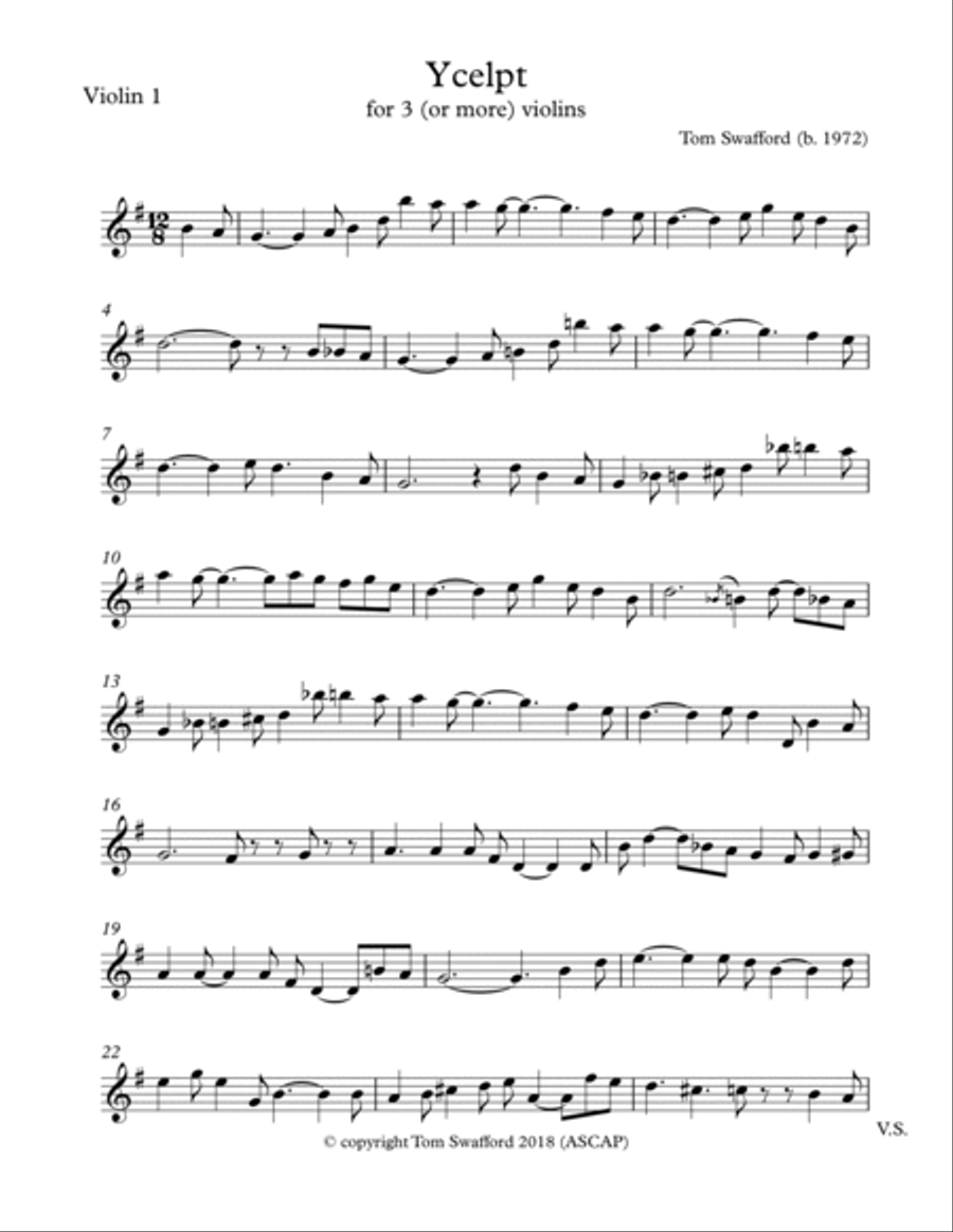 Yclept for three violins String Trio scores gallery preview page 5