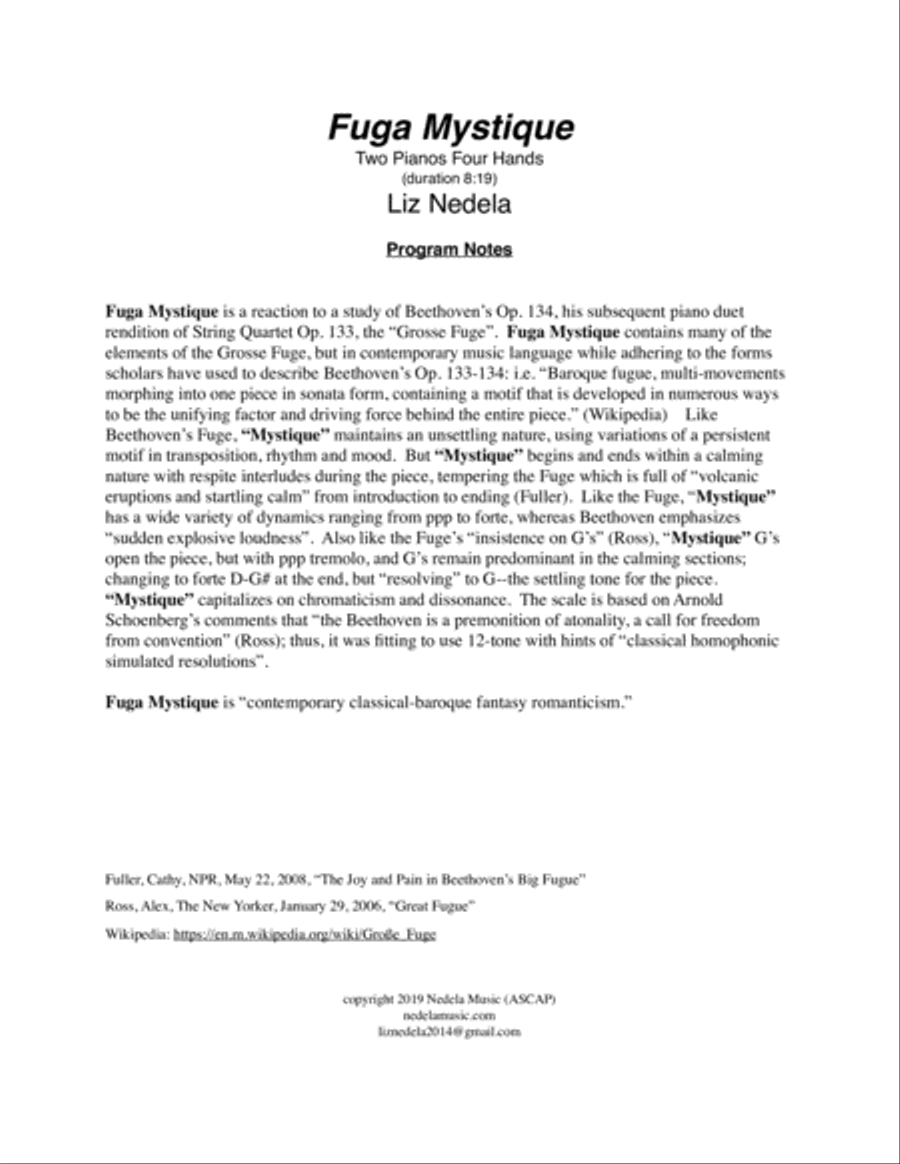 Fuga Mystique, Homage to Beethoven Grosse Fuge Set of Parts scores gallery preview page 2