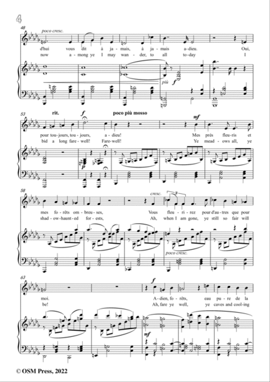 Tchaikovsky-Adieu,forêts,from Jeanne D'arc,in A flat Major,for Voice and Pinao Voice scores gallery preview page 6