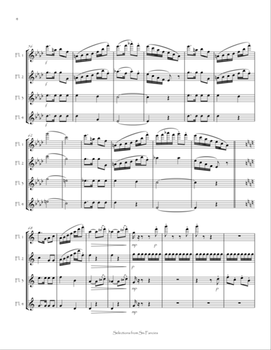 Selections from Six Fancies for Flute Quartet Flute Quartet scores gallery preview page 5