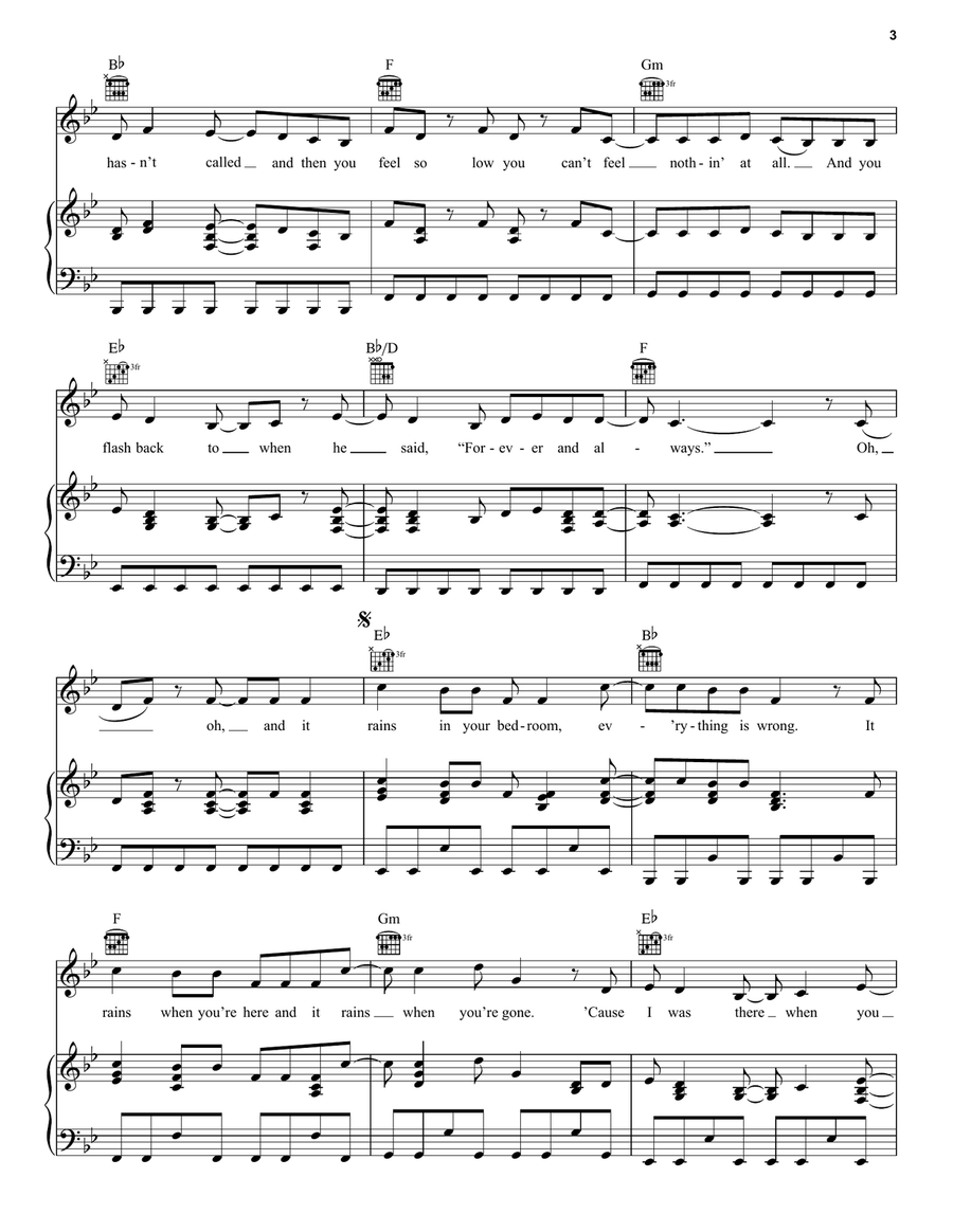 Forever & Always Piano, Vocal, Guitar scores gallery preview page 3