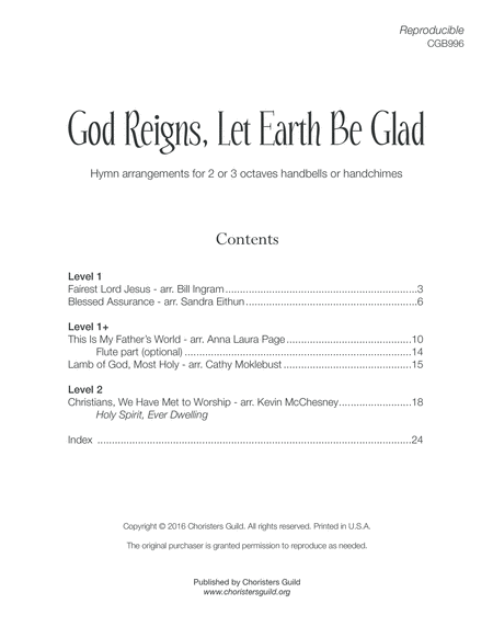 God Reigns, Let Earth Be Glad (2 or 3 octaves) image number null
