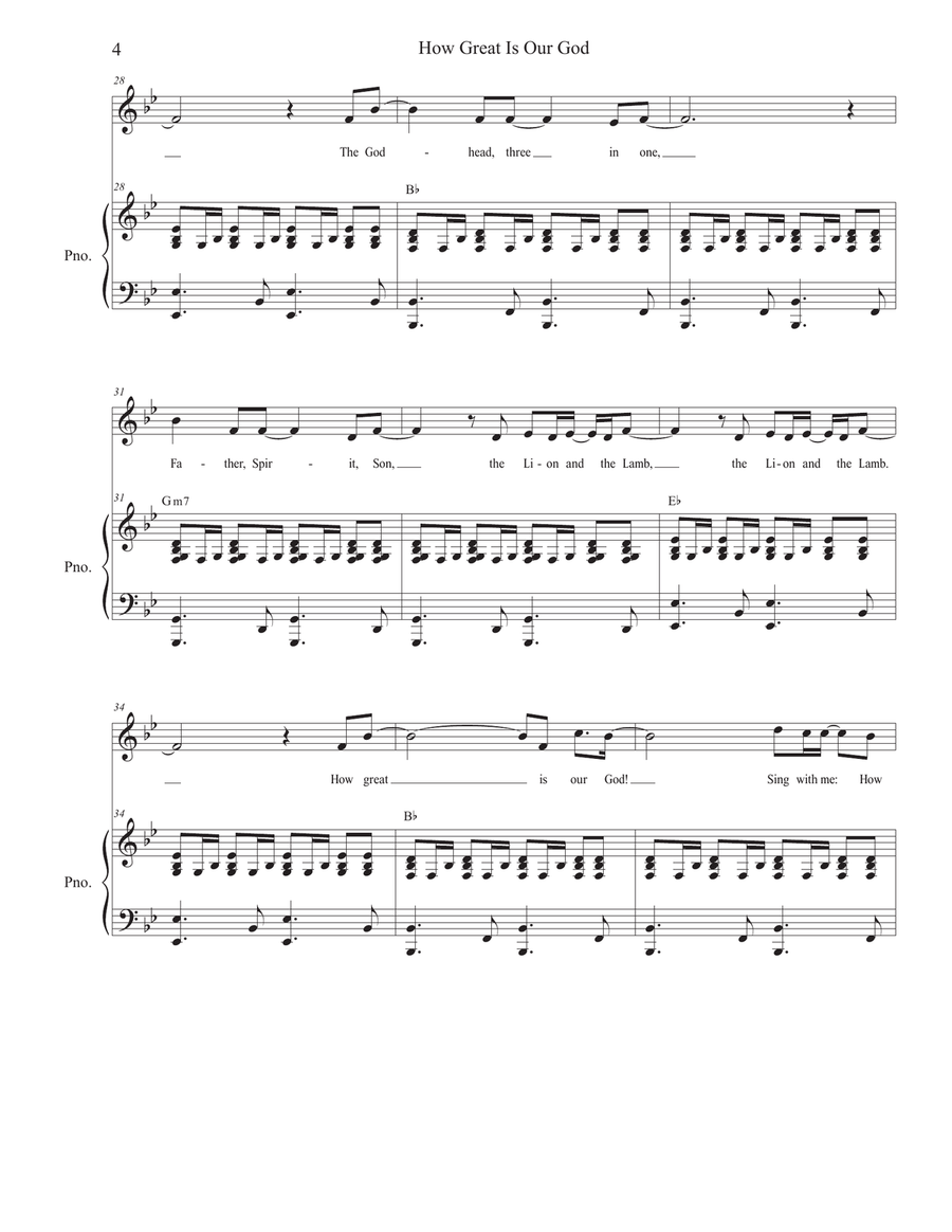 How Great Is Our God Unison Choir scores gallery preview page 4