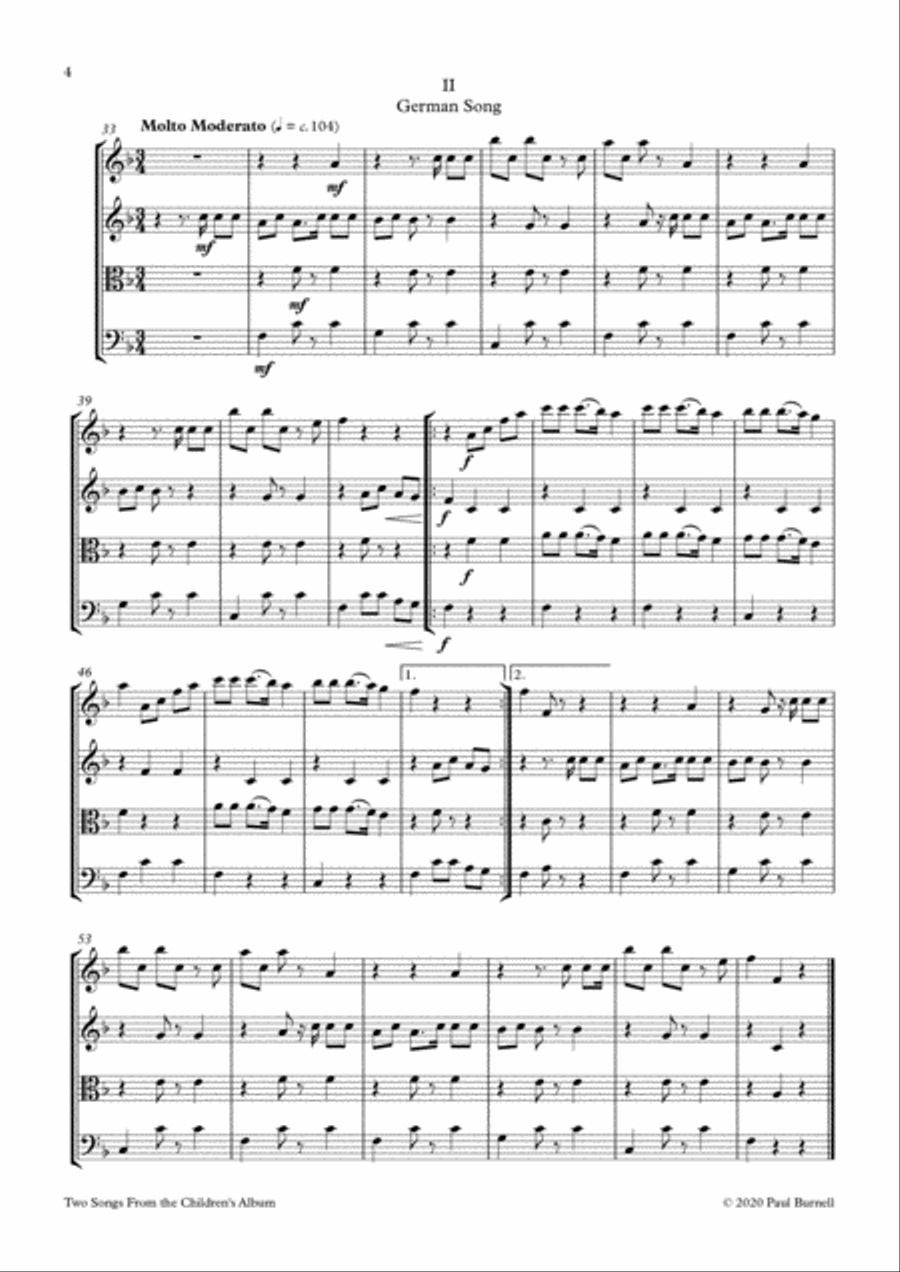 Two Songs From the Children's Album, arranged for instruments in four parts 4-Part scores gallery preview page 4