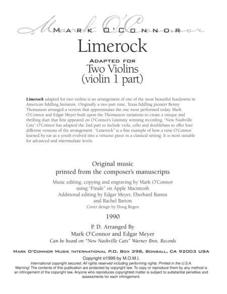 Limerock (violin 1 part - two violins)