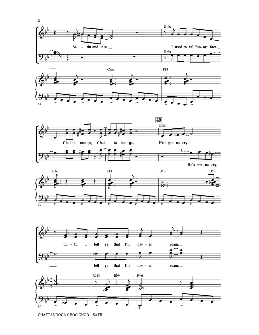 Chattanooga Choo Choo (arr. Mark Brymer) 4-Part scores gallery preview page 6