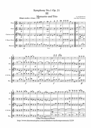 Beethoven: Symphony No.1 Op.21 Mvt.III Menuetto and Trio - wind quintet