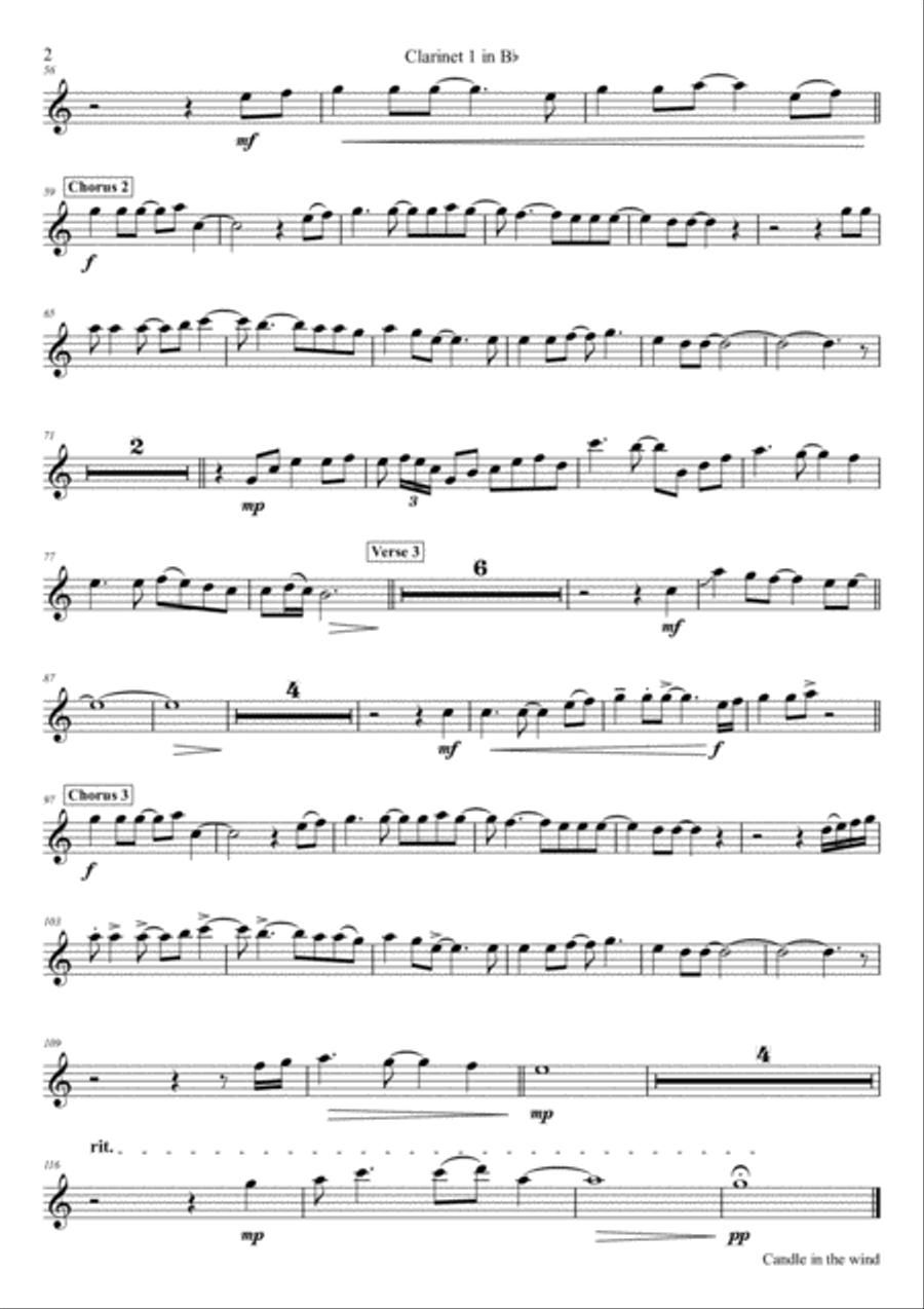 Candle In The Wind Woodwind Ensemble scores gallery preview page 5