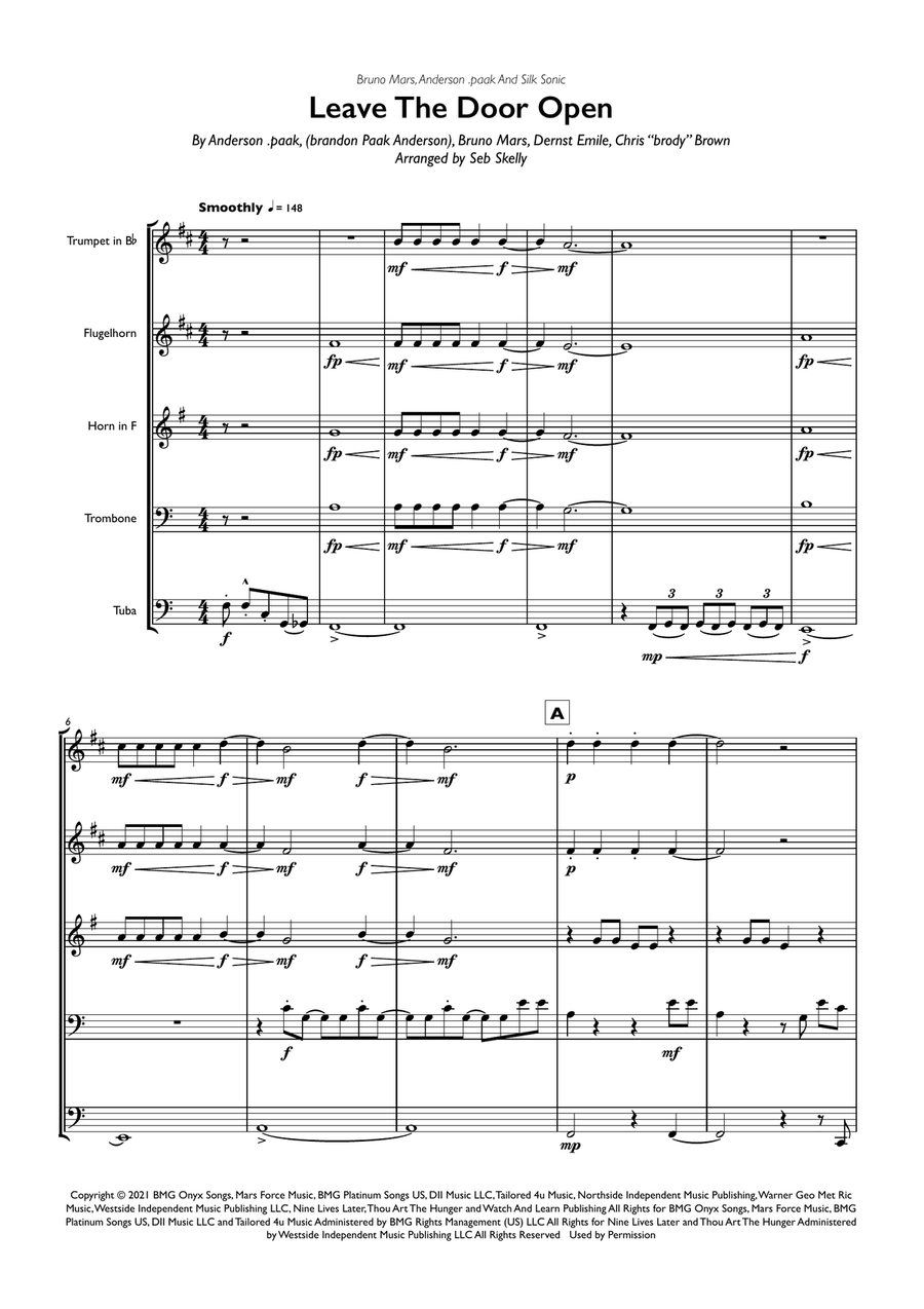 Leave The Door Open Brass Ensemble scores gallery preview page 1