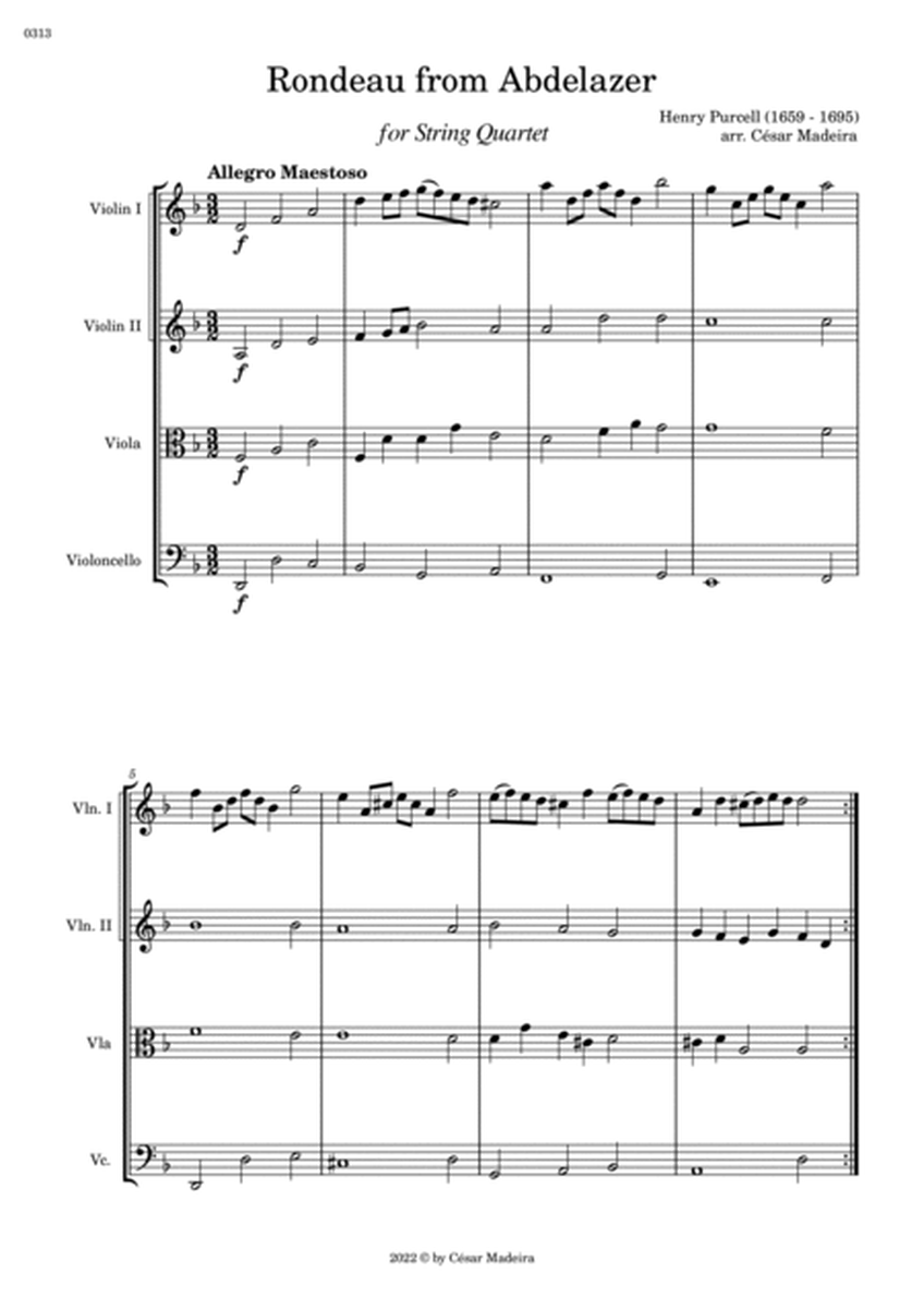 Rondeau from Abdelazer - String Quartet (Full Score) - Score Only image number null