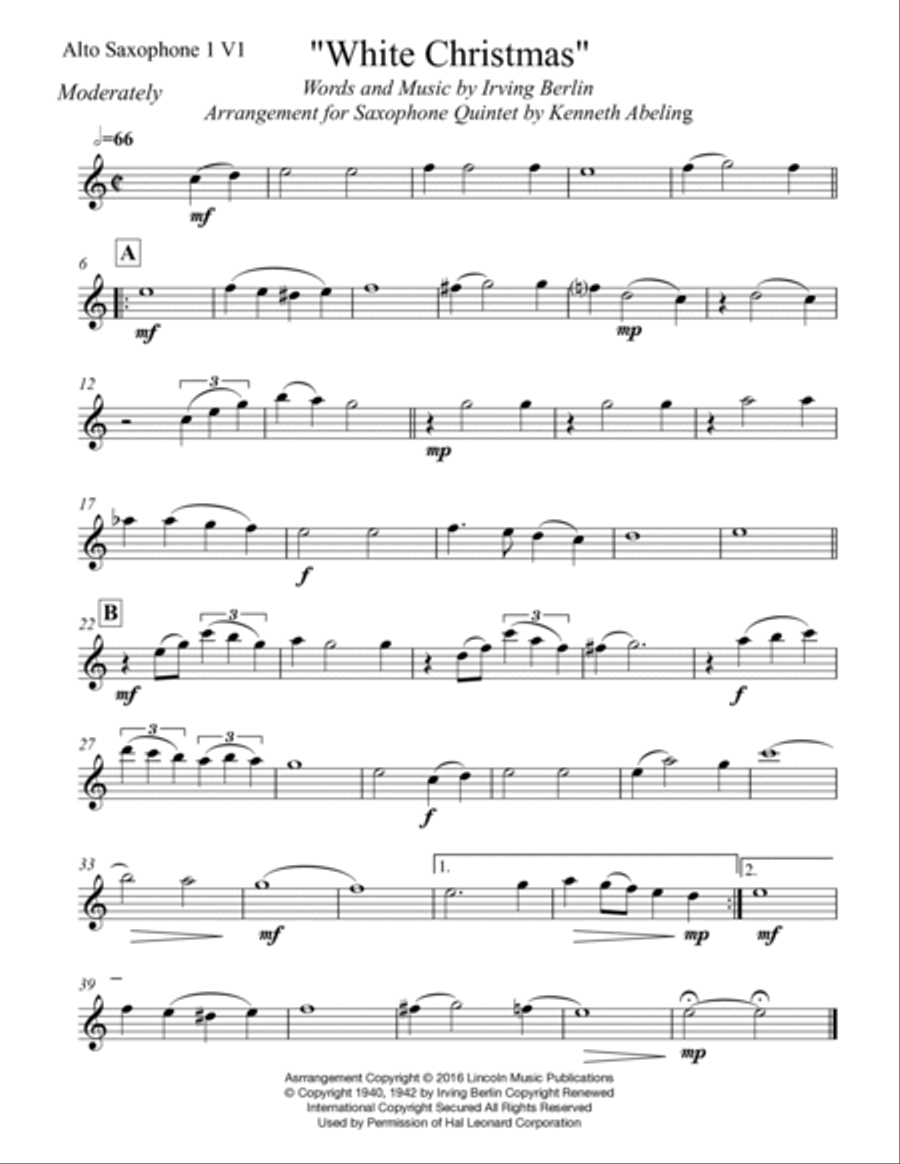 White Christmas White Christmas Saxophone Quintet scores gallery preview page 5