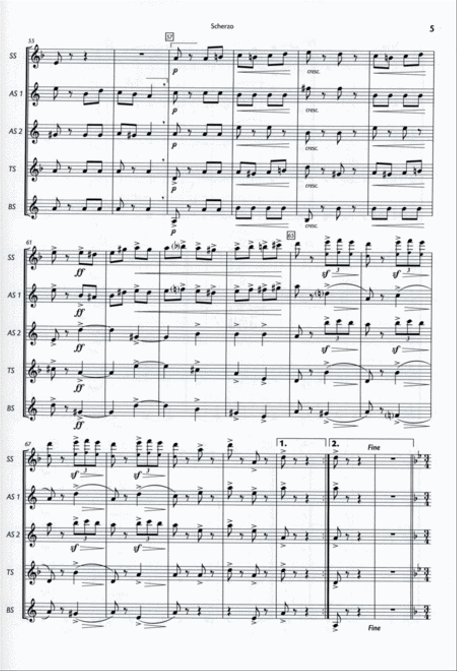 Scherzo Scherzo Saxophone Quintet scores gallery preview page 3