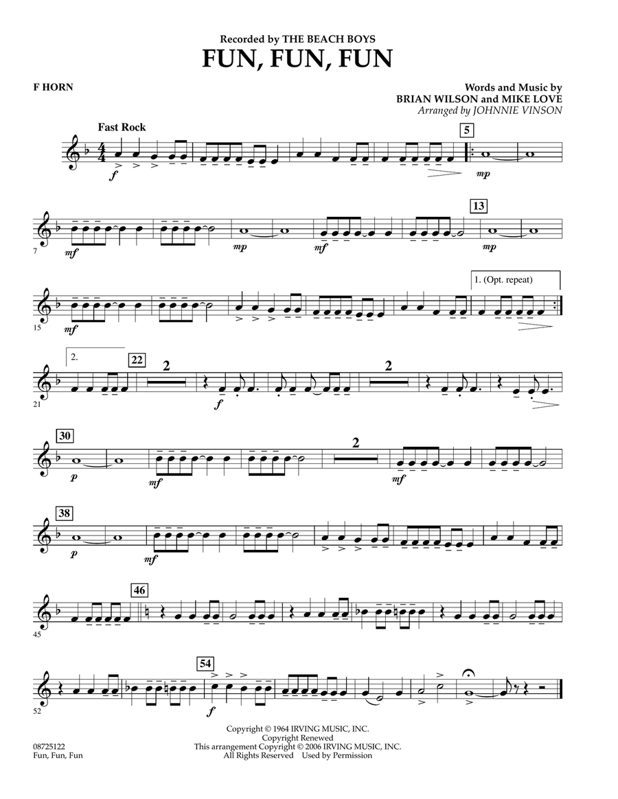 Fun, Fun, Fun - F Horn Concert Band scores gallery preview page 1