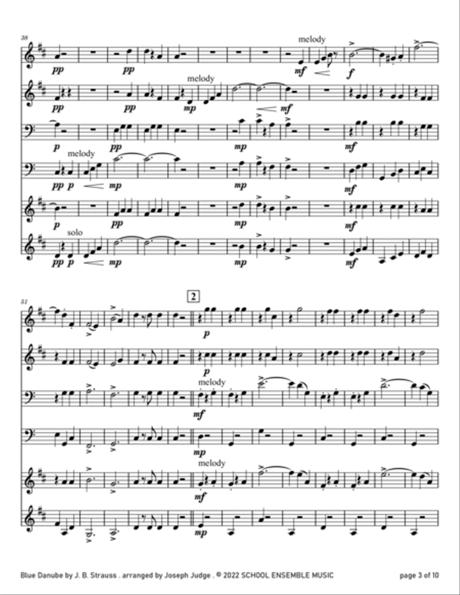 Blue Danube by Strauss for Brass Quartet in Schools Brass Quartet scores gallery preview page 3
