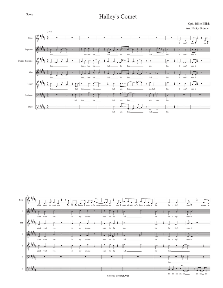 Halley's Comet A Cappella scores gallery preview page 1