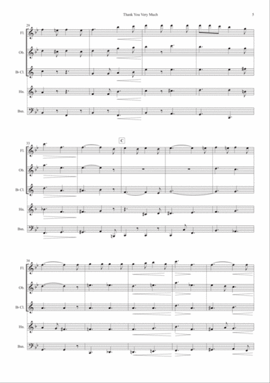 Thank You Very Much Woodwind Quintet scores gallery preview page 5