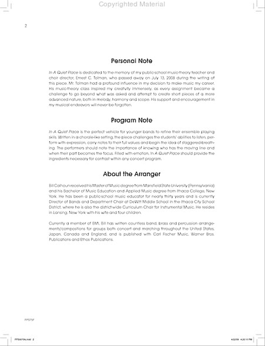 In a Quiet Place Concert Band scores gallery preview page 3