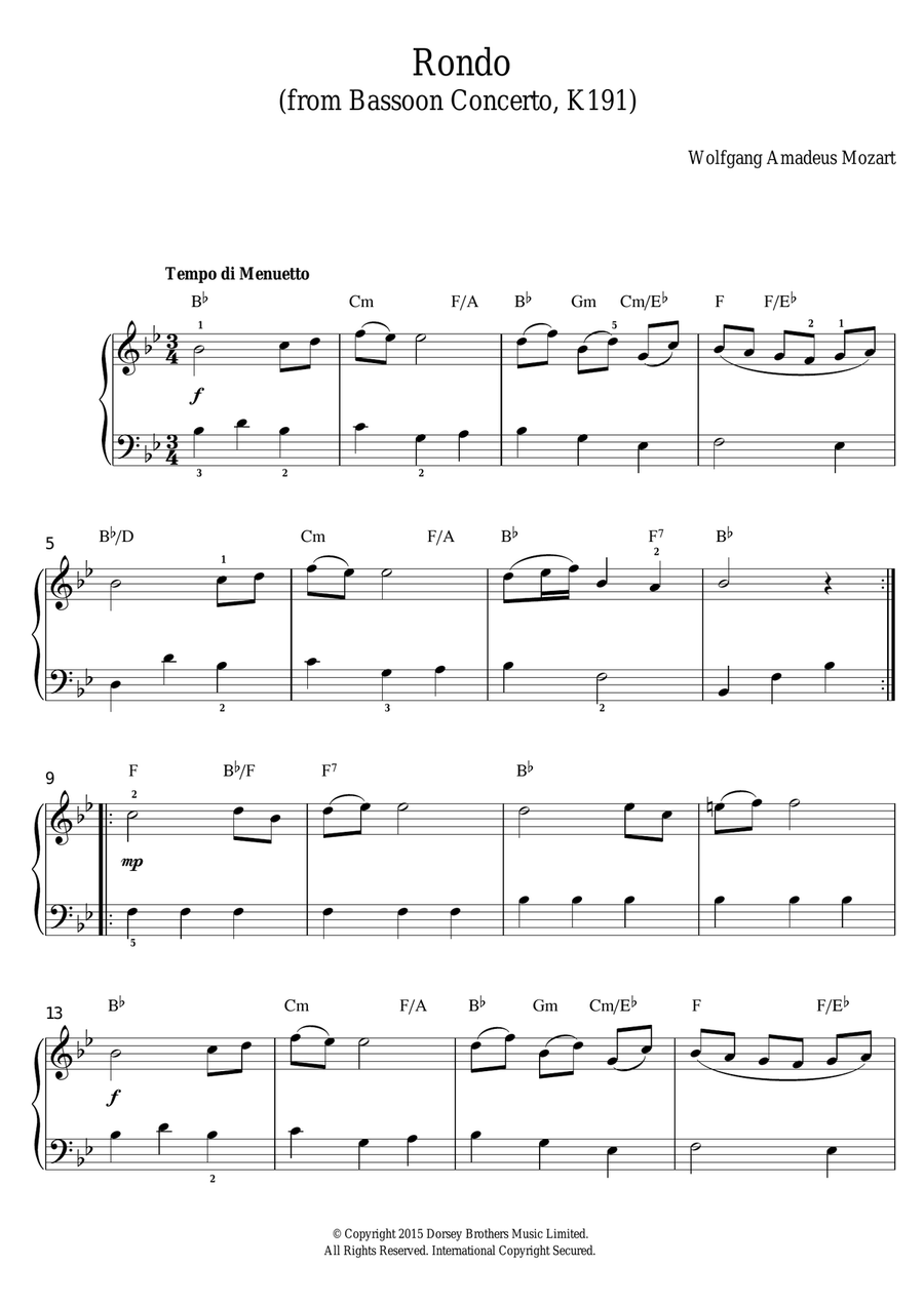Rondo From Bassoon Concerto, K191 Bassoon Solo scores gallery preview page 1