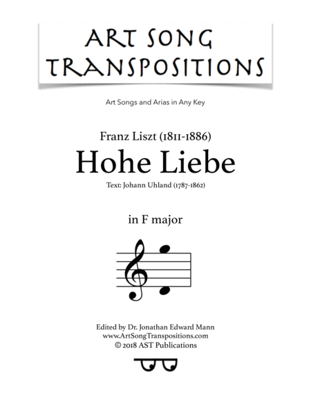 LISZT: Hohe Liebe, S. 307 (transposed to F major)