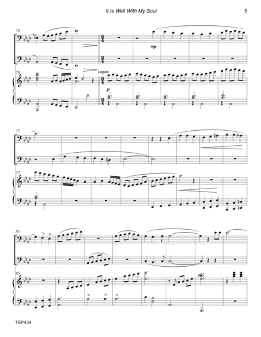 IT IS WELL WITH MY SOUL - TROMBONE & TUBA with Piano Accompaniment Brass Ensemble scores gallery preview page 5