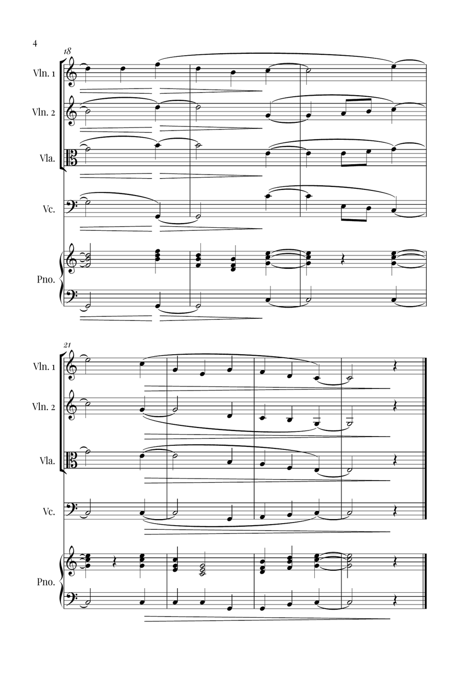 Silent Night String Quartet scores gallery preview page 4