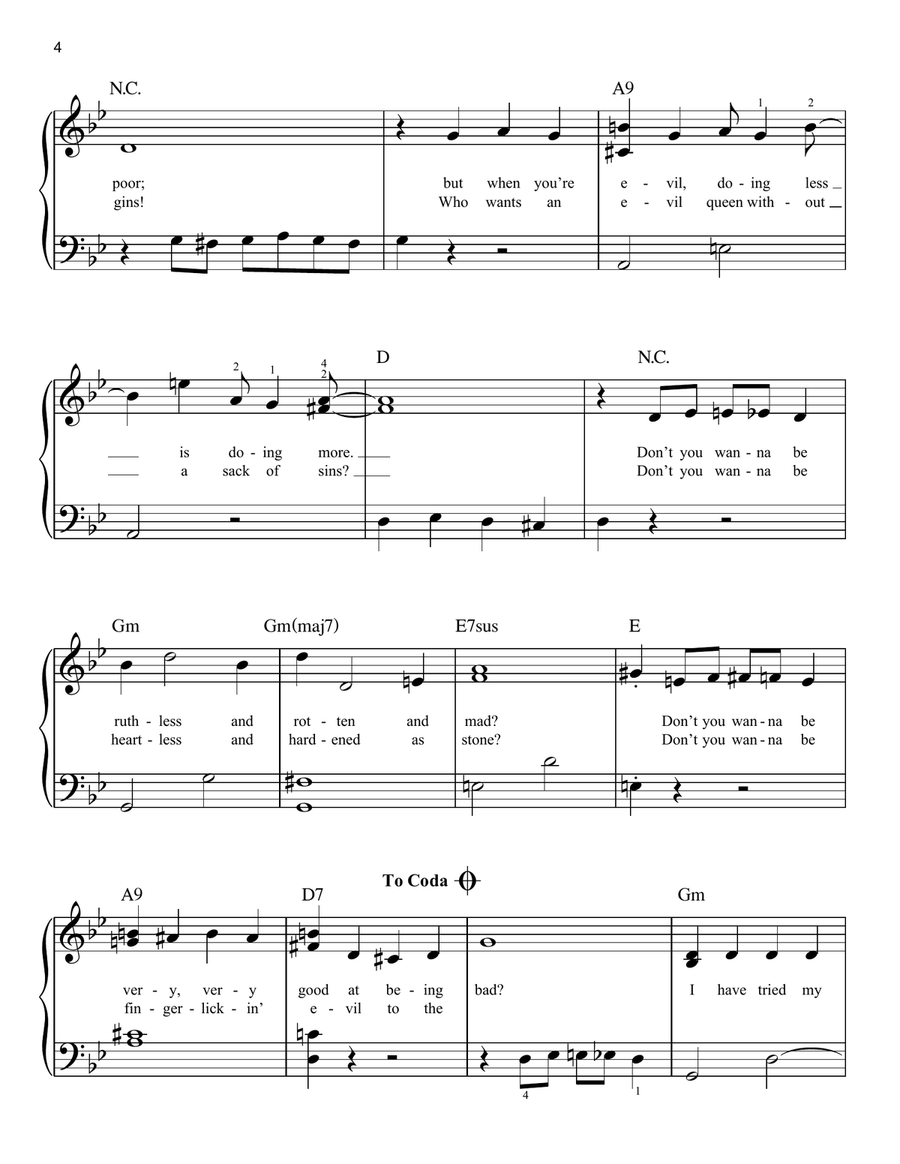 Evil Like Me (from Disney's Descendants) Easy Piano scores gallery preview page 4