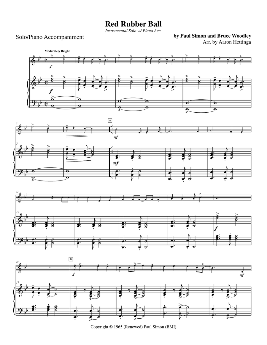 Red Rubber Ball Piano scores gallery preview page 3