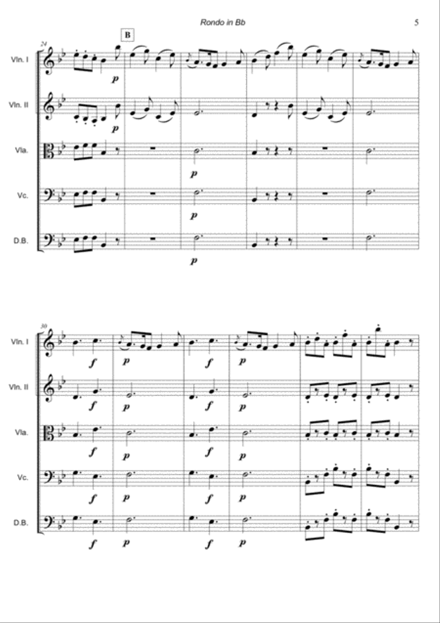Rondo in Bb for String Orchestra String Orchestra scores gallery preview page 5