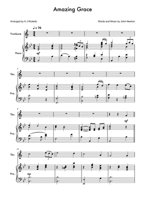 Amazing Grace - Trombone (treble clef)