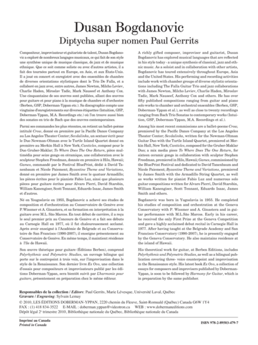 Diptycha super nomen Paul Gerrits Classical Guitar scores gallery preview page 1