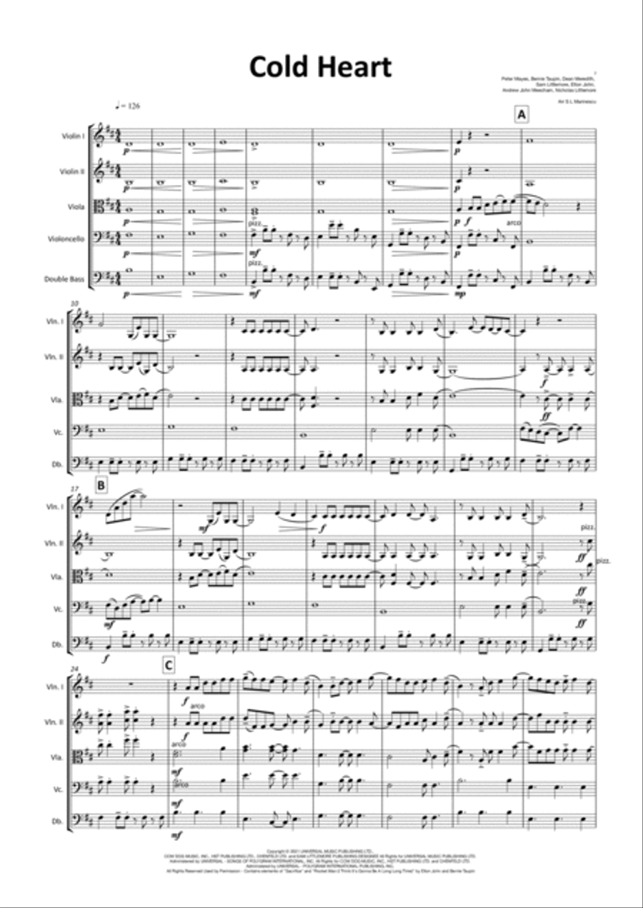 Cold Heart (pnau Remix) Cold Heart (pnau Remix) String Orchestra scores gallery preview page 2