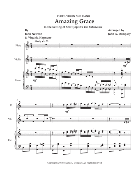 Amazing Grace / The Entertainer (Trio for Flute, Violin and Piano) image number null